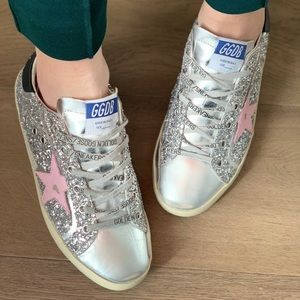 Golden Goose silver glitter superstars